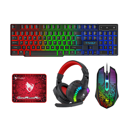 4 in 1 Gaming Keyboard Combo USB Gaming Set RGB Lighting