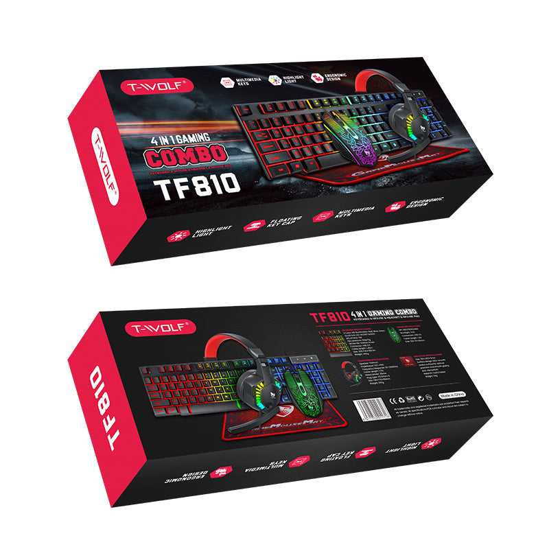 4 in 1 Gaming Keyboard Combo USB Gaming Set RGB Lighting