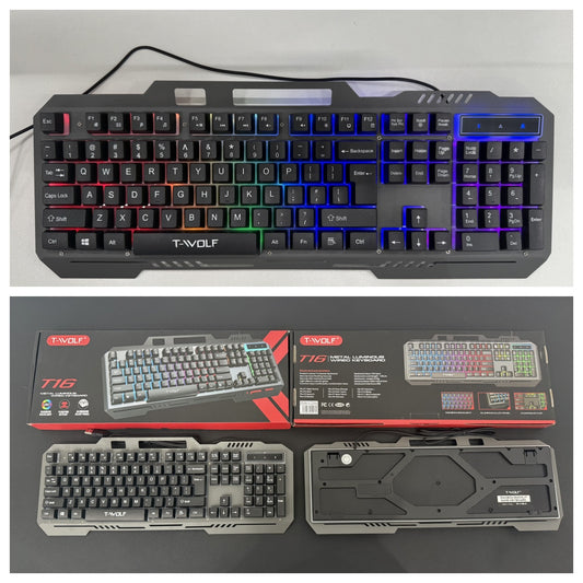 Game Keyboard USB Wired Metal Panel Keyboard Mechanical Feeling Iron Plate Luminous Gaming Keyboard