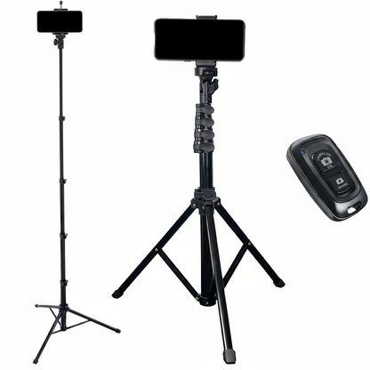 Height Adjustment Steel Portable Tripod with 360 Phone Clip Remote